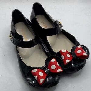 Pigubidu Minnie Mouse Black and Red Kids Shoes with Bow size 30 girls sz 12 US